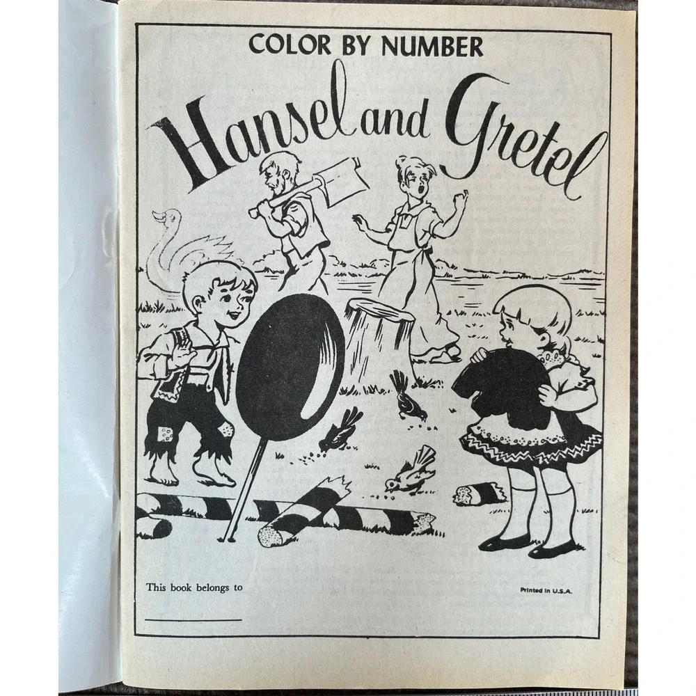 Vintage Hansel and Gretel Color By Number Book Fairy Tale Activity‎ Made in USA